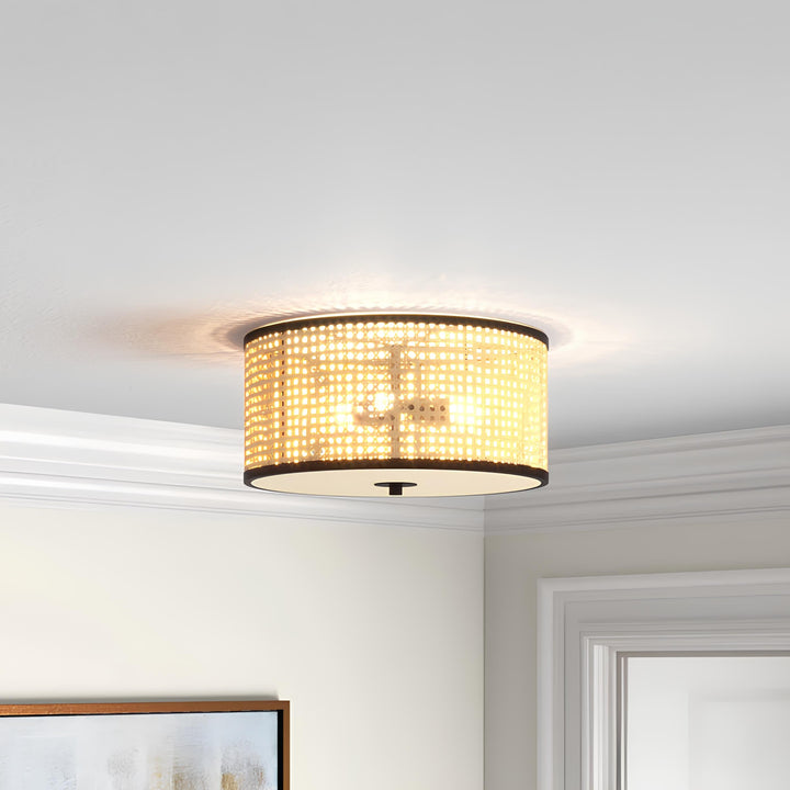 Rattan Ceiling Flush Mount Lamp - Jevalon