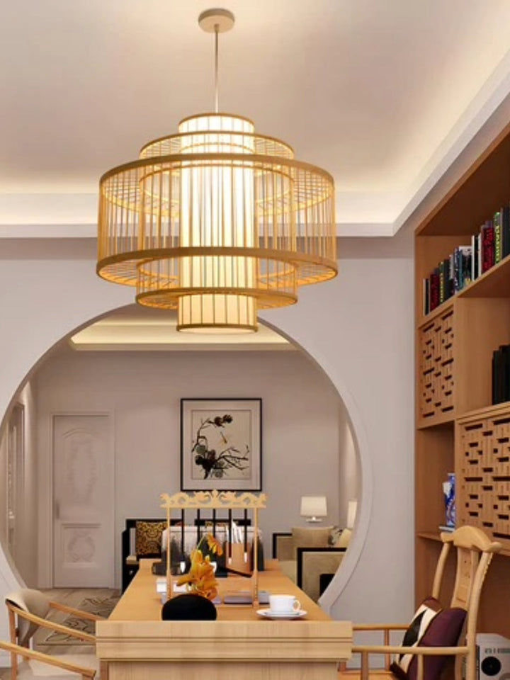 Bamboo Pendant Light for Living Room - Navya by Luxury Rattan Handicrafts 