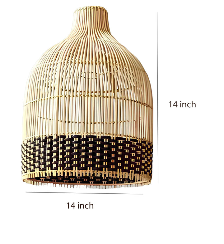 Bamboo Pendant Light for Living Room 14 Inch - Nimit by Luxury Rattan Handicrafts 