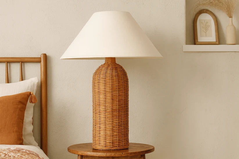 Rattan & Bamboo Table Lamp for Bedroom | Cane Table Lamp - Quana