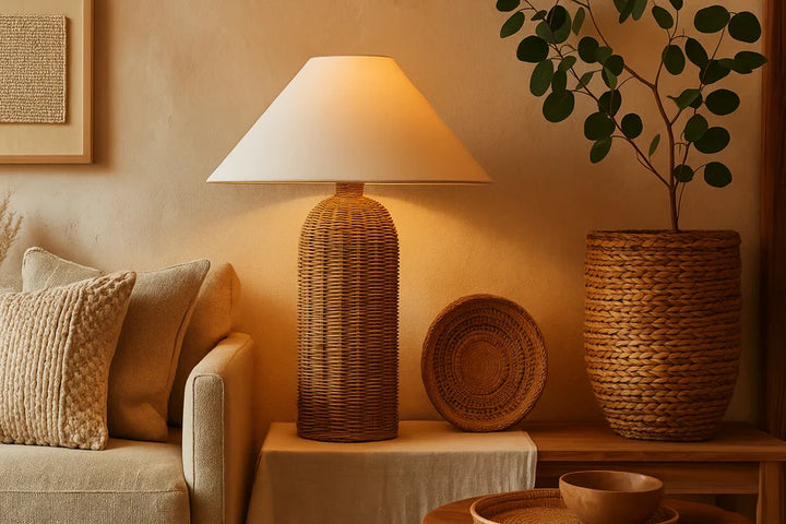 Rattan & Bamboo Table Lamp for Bedroom | Cane Table Lamp - Quana