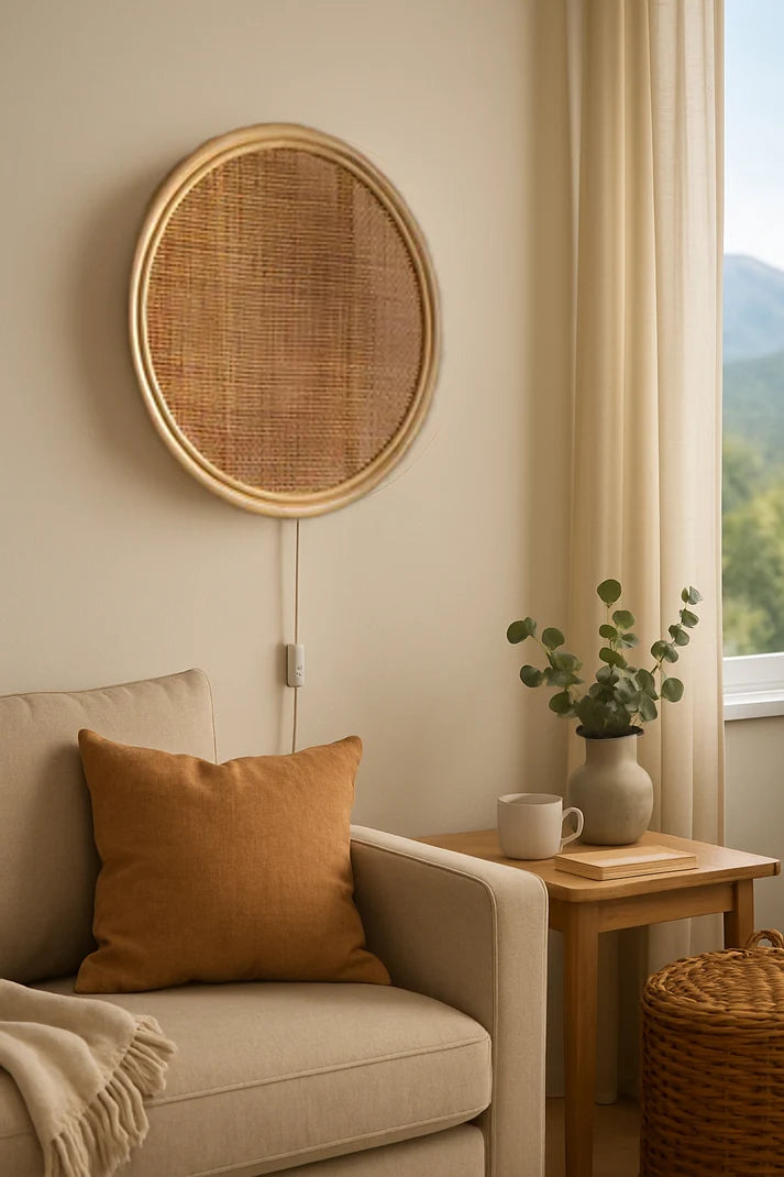 Rattan Wall Lamp for Bedroom | Cane Wall Sconce - Rebecca