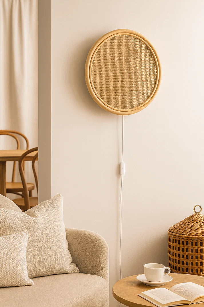 Rattan Wall Lamp for Bedroom | Cane Wall Sconce - Rebecca