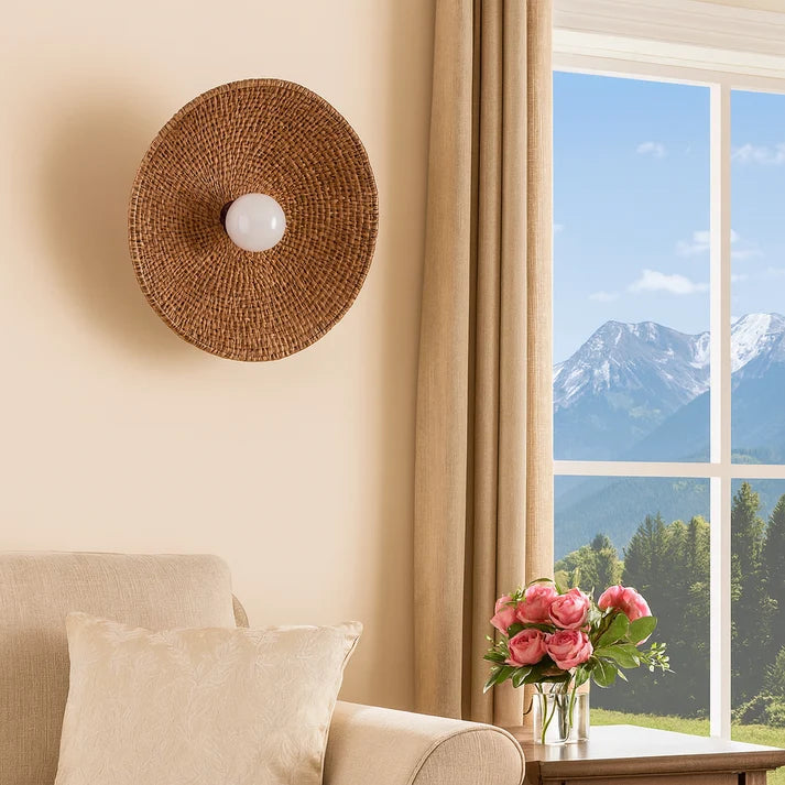 Rattan Wall Light for Kitchen | Cane Wall Sconce - Xerionfield