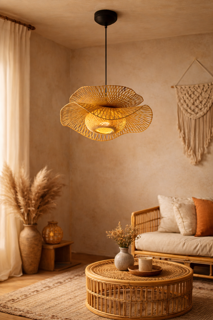 Bamboo Pendant Light for Living Room - ARAMINTA by Luxury Rattan Handicrafts 