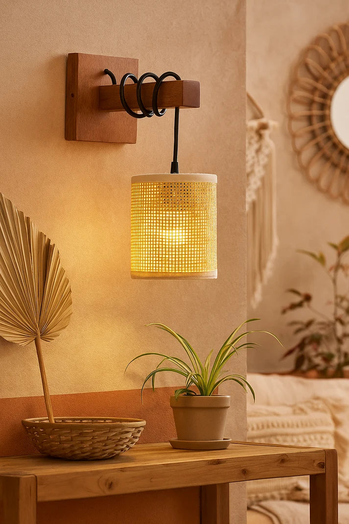 Rattan Wall Lamp for Living Room - Hazel