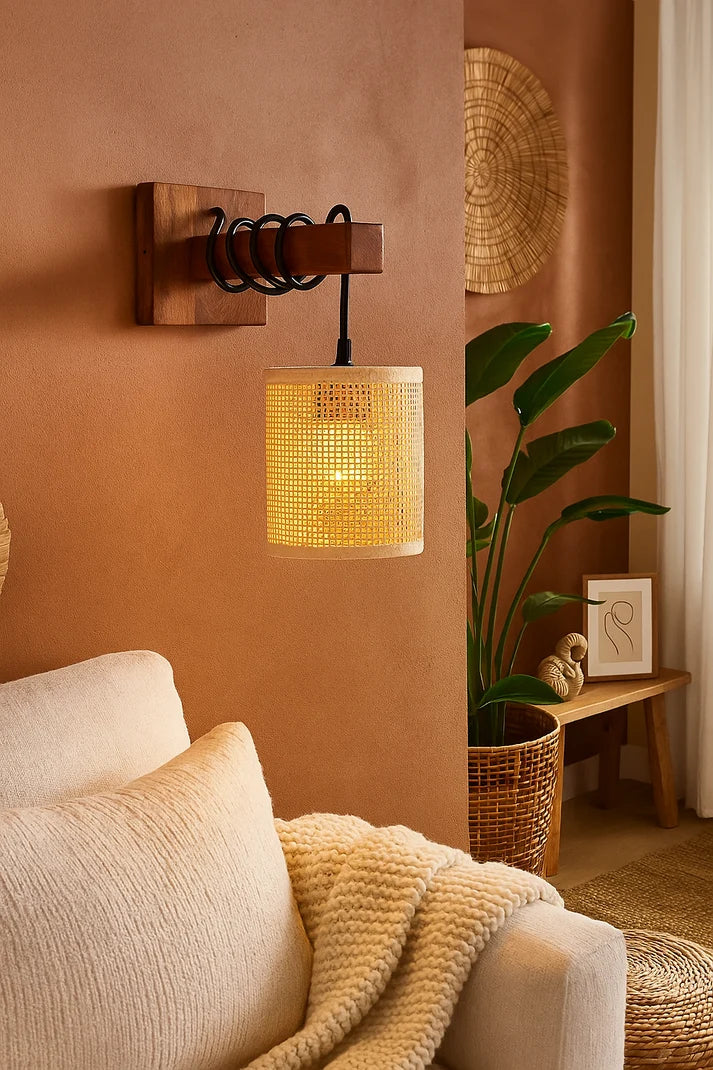 Rattan Wall Lamp for Living Room - Hazel
