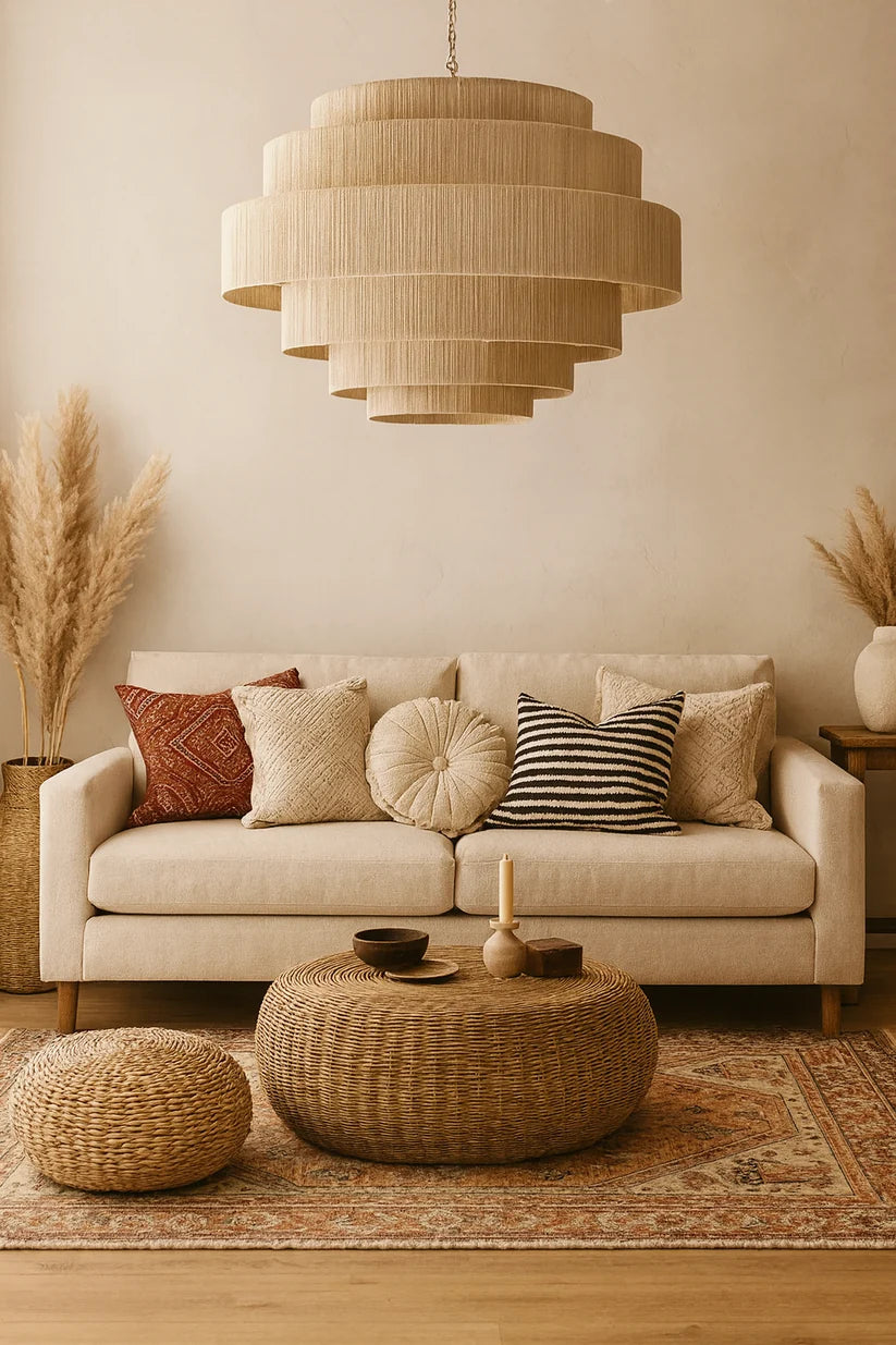 Jute Chandelier for Living Room- Lior