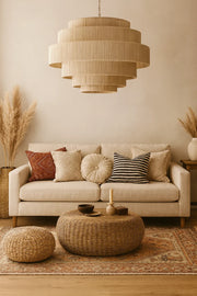 Jute Chandelier for Staircase | Natural Hanging Light - Magnus