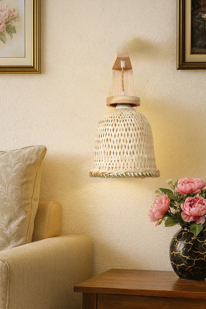 Cane Wall Lamp for Dining Room | Rattan Wall Light - Silley