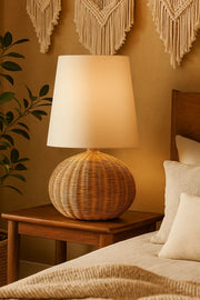 Rattan & Bamboo Table Lamp for Bedroom | Handmade - SUN