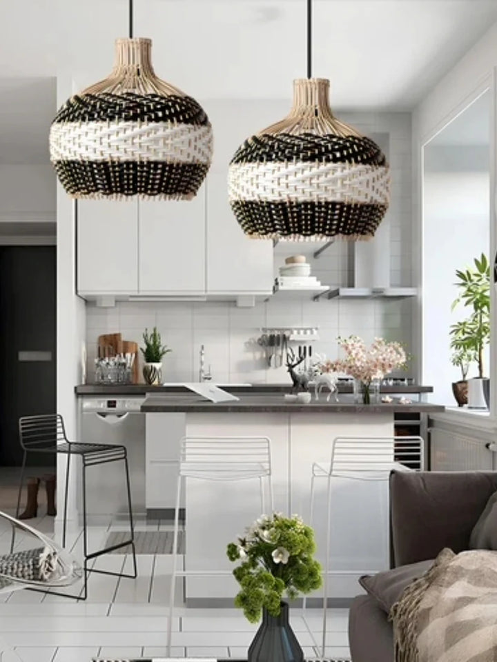 Bamboo Hanging Light for Bedroom | Cane Pendant Lamp - Orion