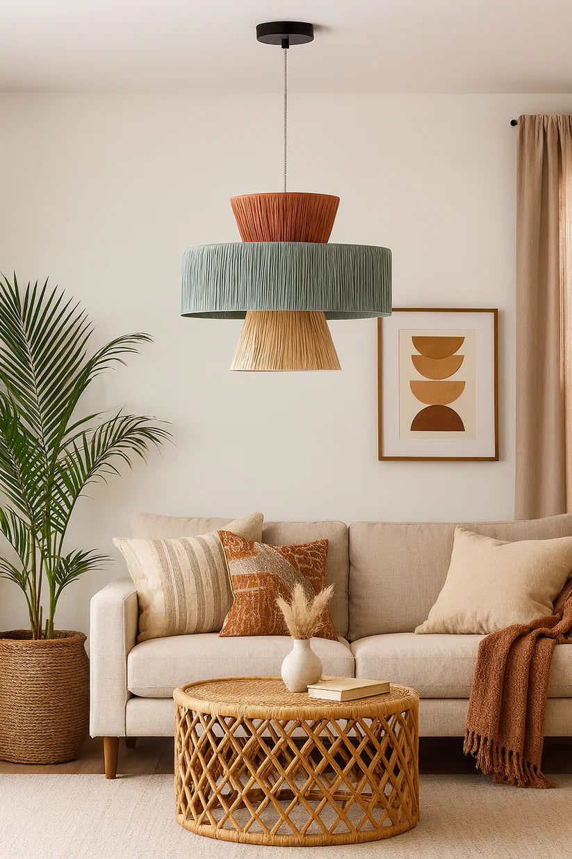 Bamboo Hanging Light for Living Room | Cane Pendant Lamp - Reid