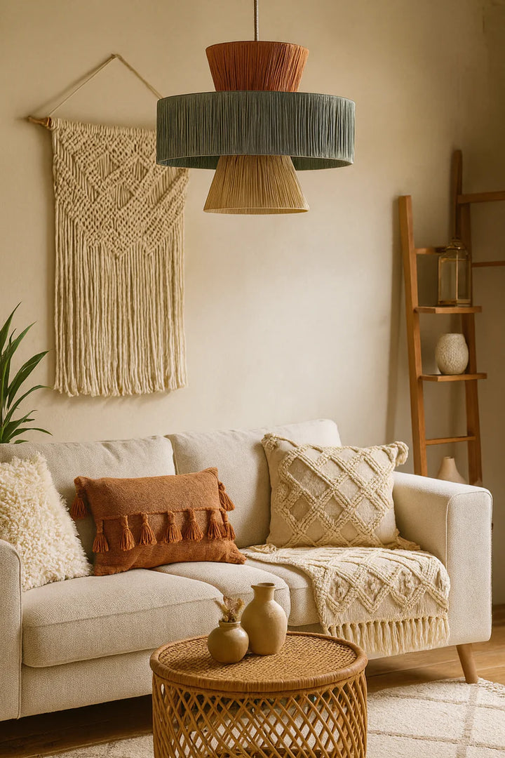 Bamboo Hanging Light for Living Room | Cane Pendant Lamp - Reid