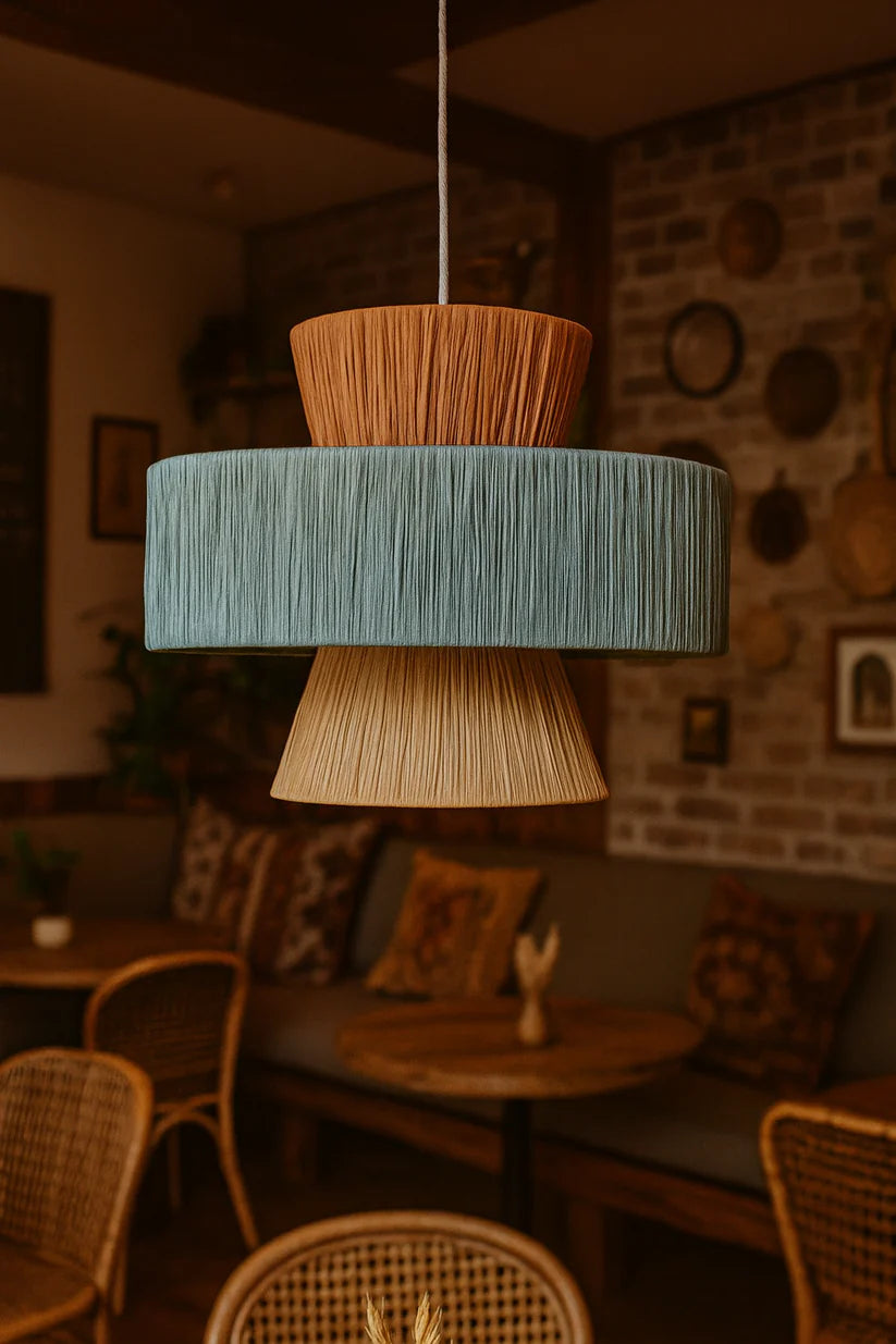 Bamboo Hanging Light for Living Room | Cane Pendant Lamp - Reid