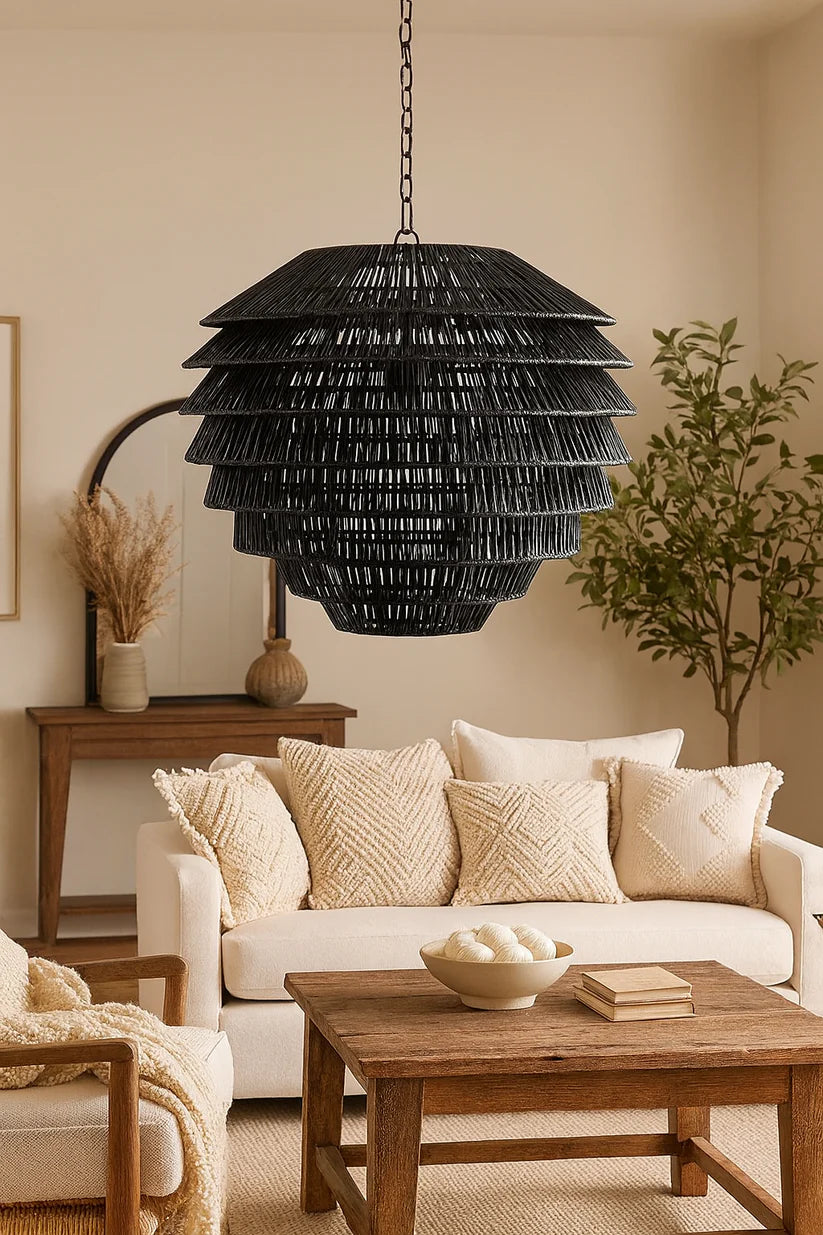 Bamboo Chandelier for Drawing Room | Cane Hanging Light - Beckett