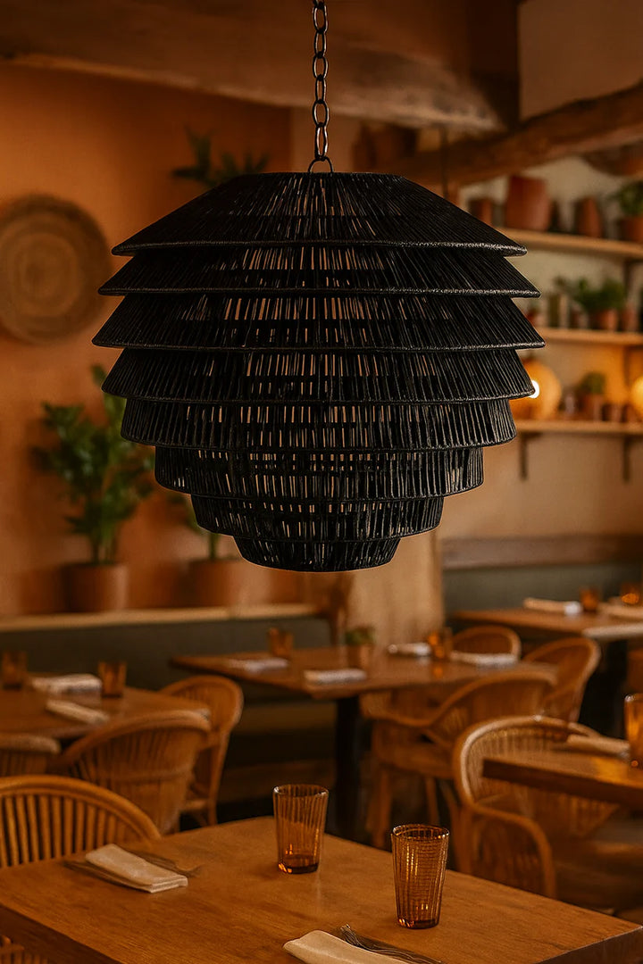 Bamboo Chandelier for Drawing Room | Cane Hanging Light - Beckett