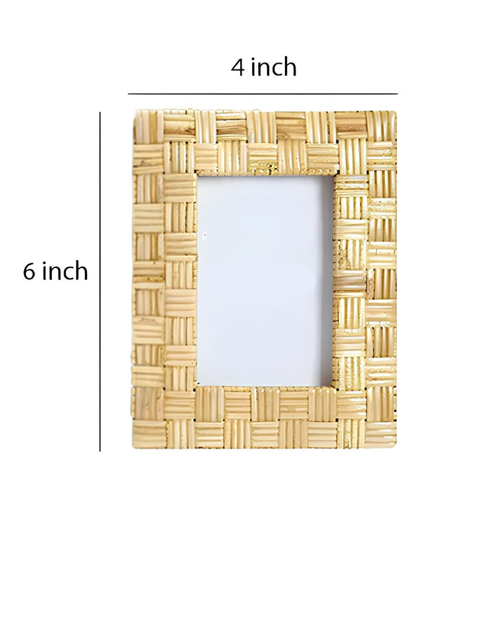Rattan Photo Frame 4x6 Inch for Home - Bodine