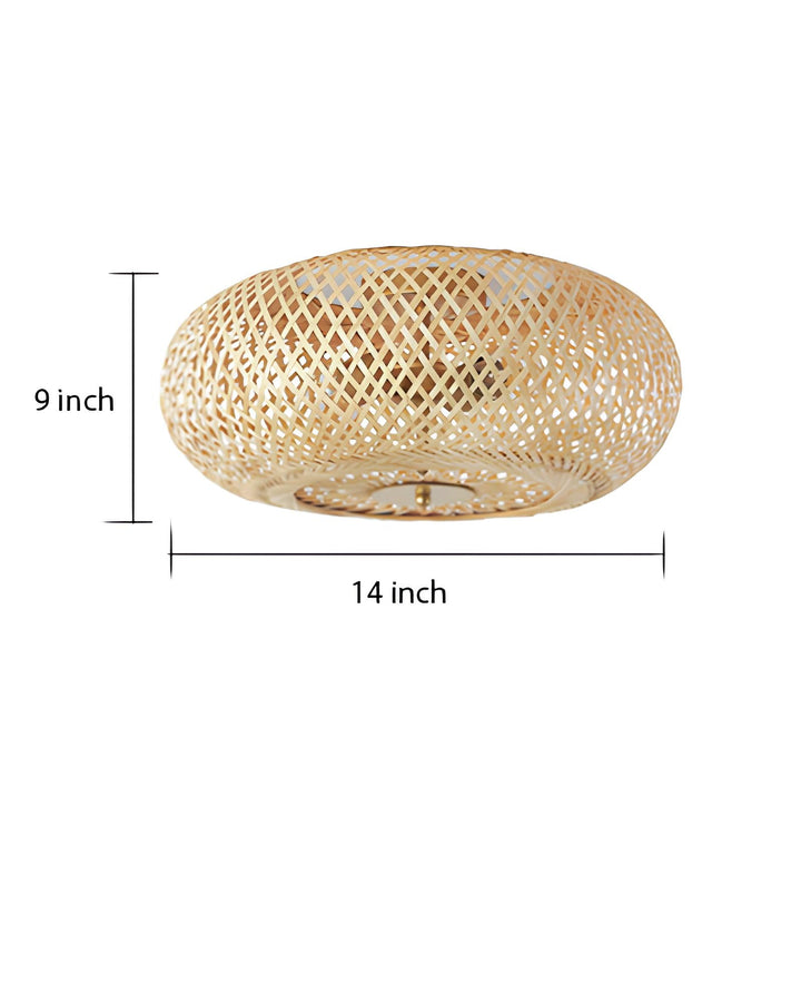 Bamboo Ceiling Light for Kitchen | Rattan Flush Mount Lamp - Marlow
