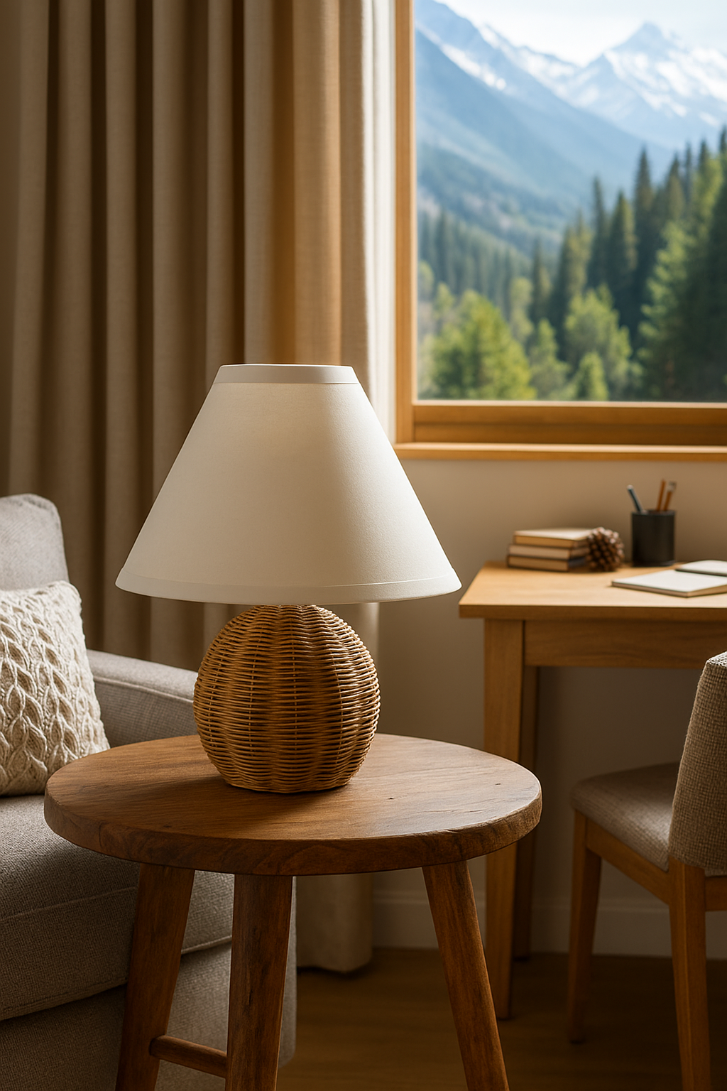 Rattan & Bamboo Table Lamp for Bedroom- Fenris
