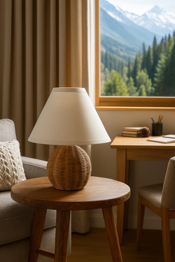 Rattan & Bamboo Table Lamp for Bedroom- Fenris
