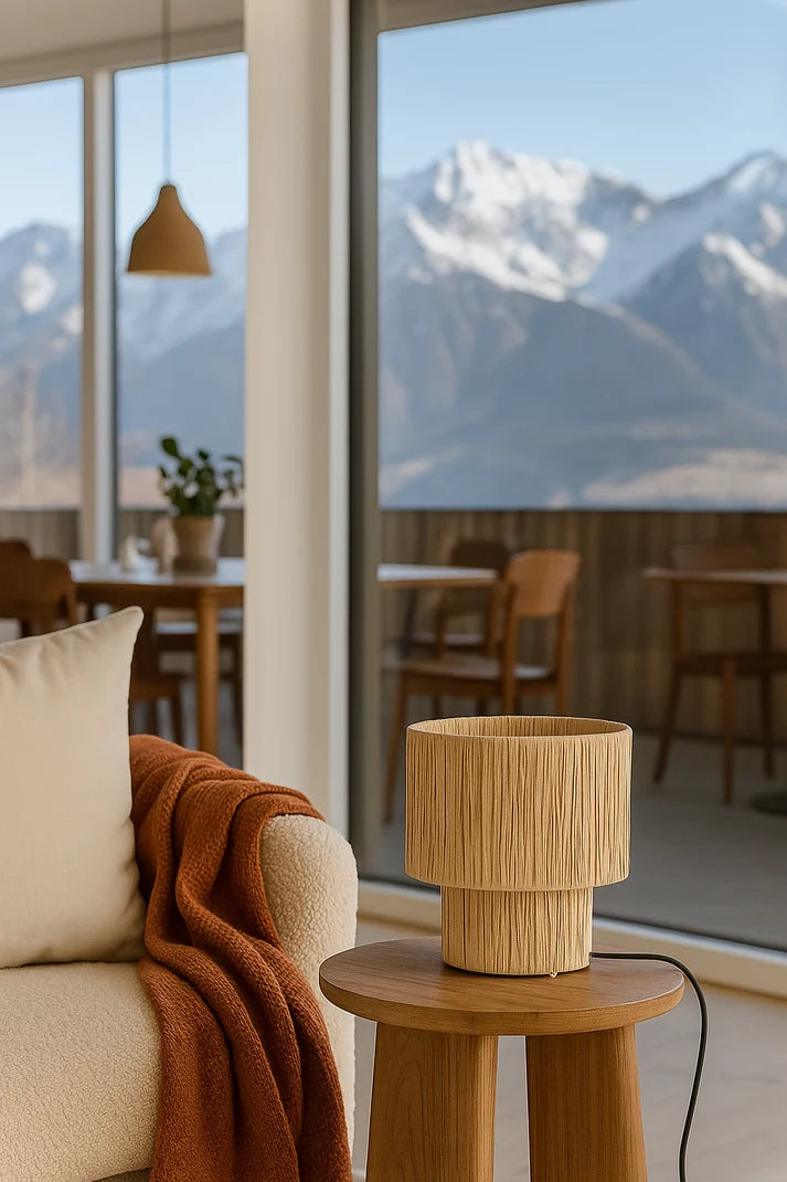 Rattan Table Lamp for Living Room | Bamboo Bedside Lamp - Zaleon