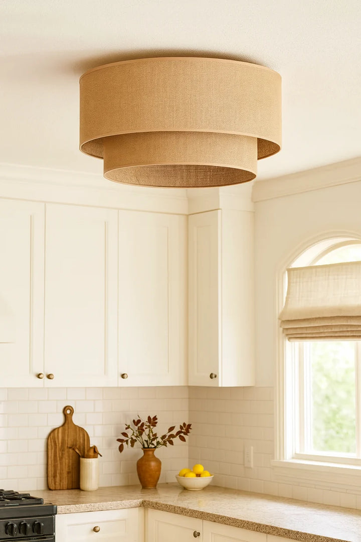 Jute Ceiling Light for Dining Room | Natural Hanging Lamp - Emric