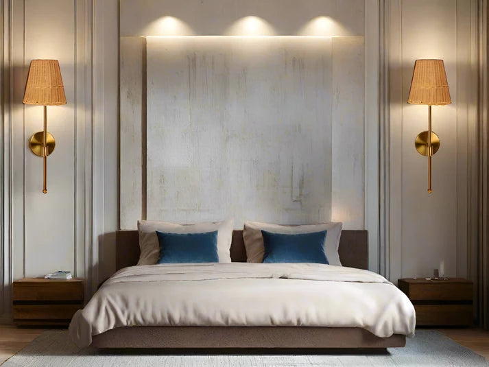 Rattan Wall Lamp for Living Room | Wicker Wall Sconce - Ulwinton