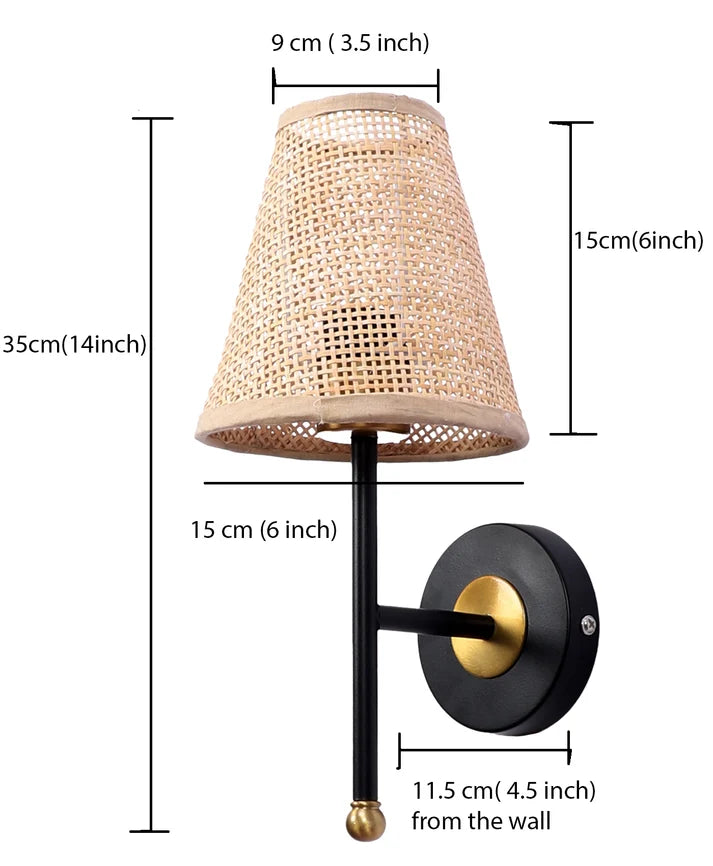 Rattan Wall Lamp for Living Room | Handmade Wall Lamp - Pellham