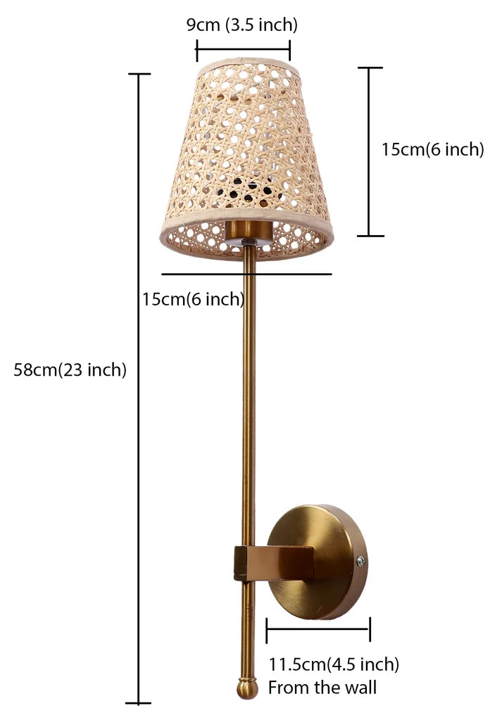 Rattan Wall Lamp for Living Room | Handmade Wall Lamp - Slavia