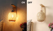 Wicker Wall Sconce for Hallway | Rattan Wall Light - Hendrixfordby
