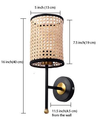 Rattan Wall Lamp for Living Room | Handmade Wall Light - Torrenfield