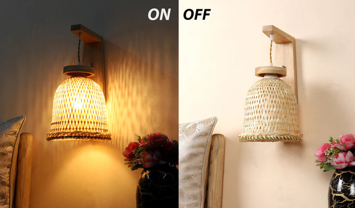 Cane Wall Lamp for Dining Room | Rattan Wall Light - Silley