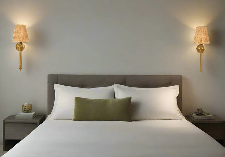 Wicker Wall Light for Study Room | Cane Wall Lamp- Everardoby