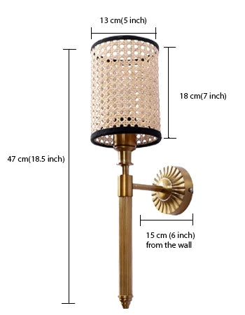 Rattan Wall Lamp for Living Room | Handmade Wall Lamp - Arslan