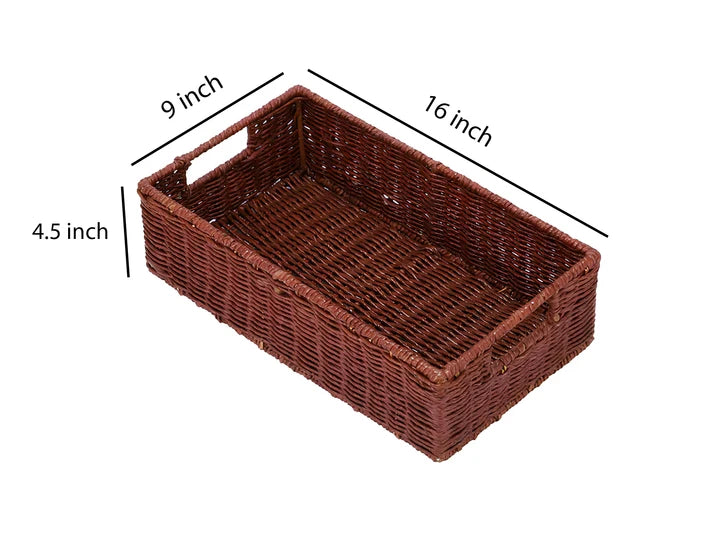 Rattan Storage Basket 16x9x4.5 Inch for Home - Xylander