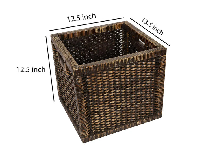 Wicker Storage Basket 12.5x13.5x12.5 Inch for Wardrobe - Idriston