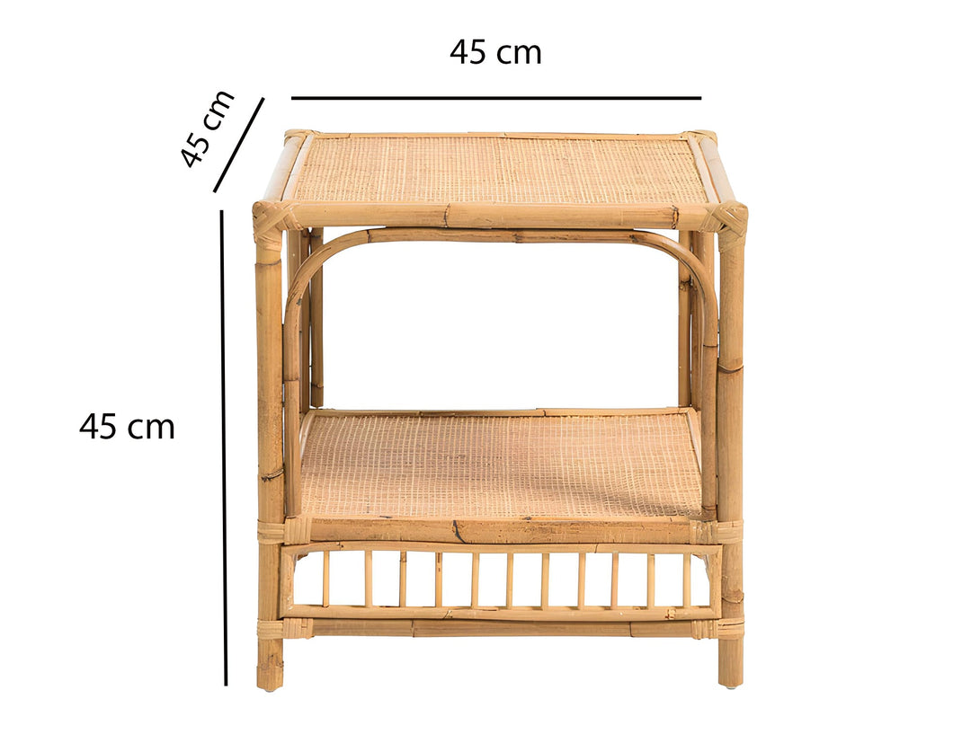 Rattan Bedside Table for Bedroom | Cane Side Table | Bamboo Nightstand - Rylan