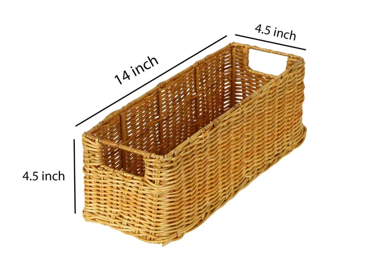 Rattan Storage Basket 14x4.5 Inch for Bathroom - Wilderson