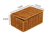Seagrass Storage Basket with Lid 7x4.5x3 Inch for Home - Vossen