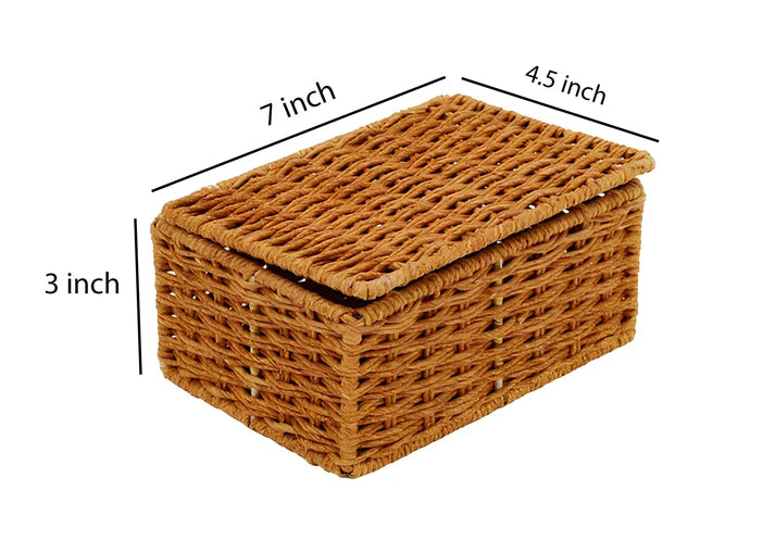 Seagrass Storage Basket with Lid 7x4.5x3 Inch for Home - Vossen
