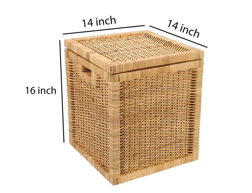 Wicker Storage Basket with Lid for Bathroom - Torrenfield