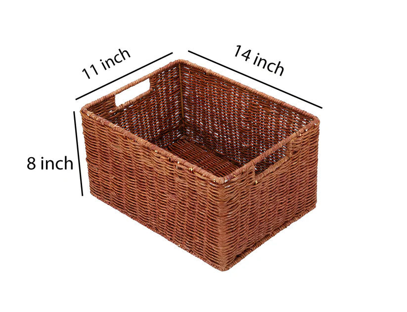 Bamboo Storage Basket 14x11x8 Inch for Home - Darian