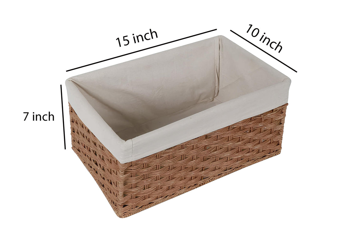 Luxury Rattan Handicrafts  Handcrafted Rectangular Wicker Basket for Cloths, Storage Basket, Bin Organizer for Toiletry Cosmetic Towels Toys Bathr
