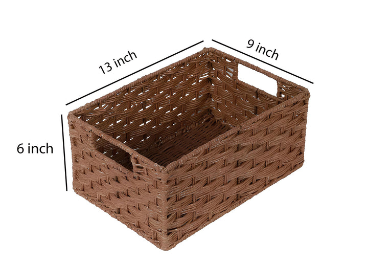 Luxury Rattan Handicrafts  Bamboo Rattan Wicker Basket for Cloths, Storage, Bin Organizer for Toiletry Cosmetic (Brown, 13 x 9 x 6,Pack of 1)