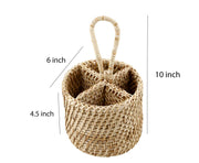 Cane Round Spoon Stand for Dining Table | Rattan Cutlery Holder - Preston