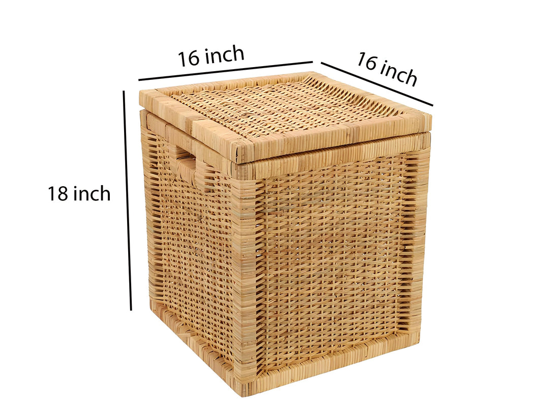 Wicker Storage Basket with Lid for Bathroom - Sylvanhall