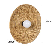 Cane Wall Sconce for Study Room | Wicker Wall Lamp - Kingston