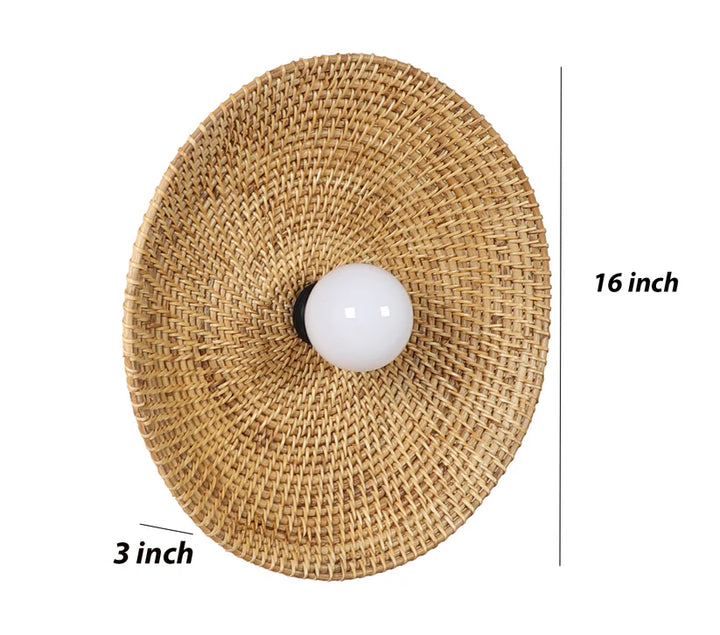 Cane Wall Sconce for Study Room | Wicker Wall Lamp - Kingston