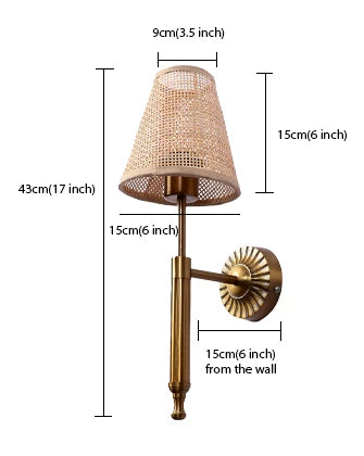 Rattan Wall Lamp for Living Room | Handmade Wall Lamp - Ridgeworth